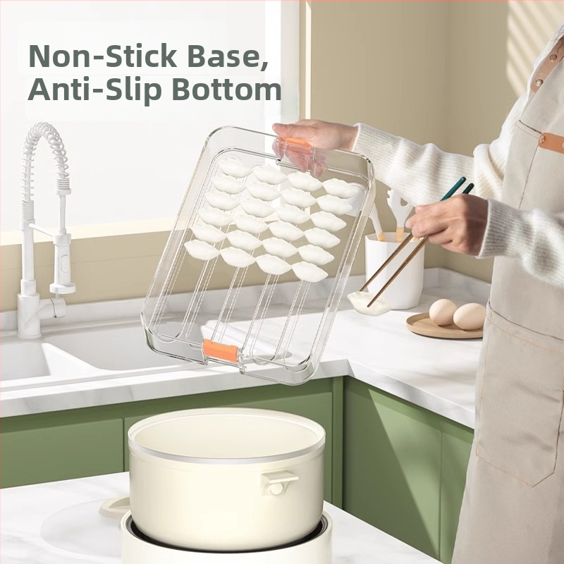 Dumpling tároló doboz Yyx-x, műanyag, egyszerű kialakítás, fagyasztóval zárható, többszintű konyhai tároló