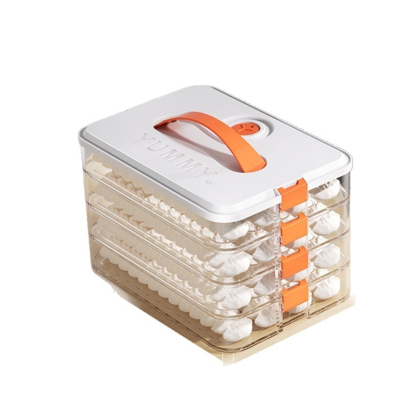 Dumpling tároló doboz Yyx-x, műanyag, egyszerű kialakítás, fagyasztóval zárható, többszintű konyhai tároló