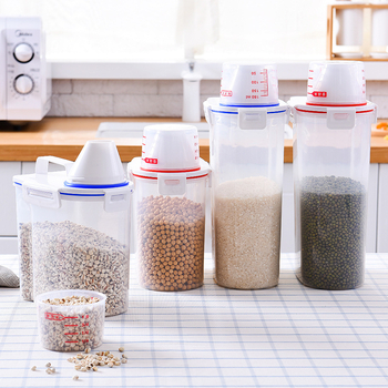 Posuda za skladištenje riže s mjericom, otporna na vlagu, PP plast, kapacitet ispod 4 L