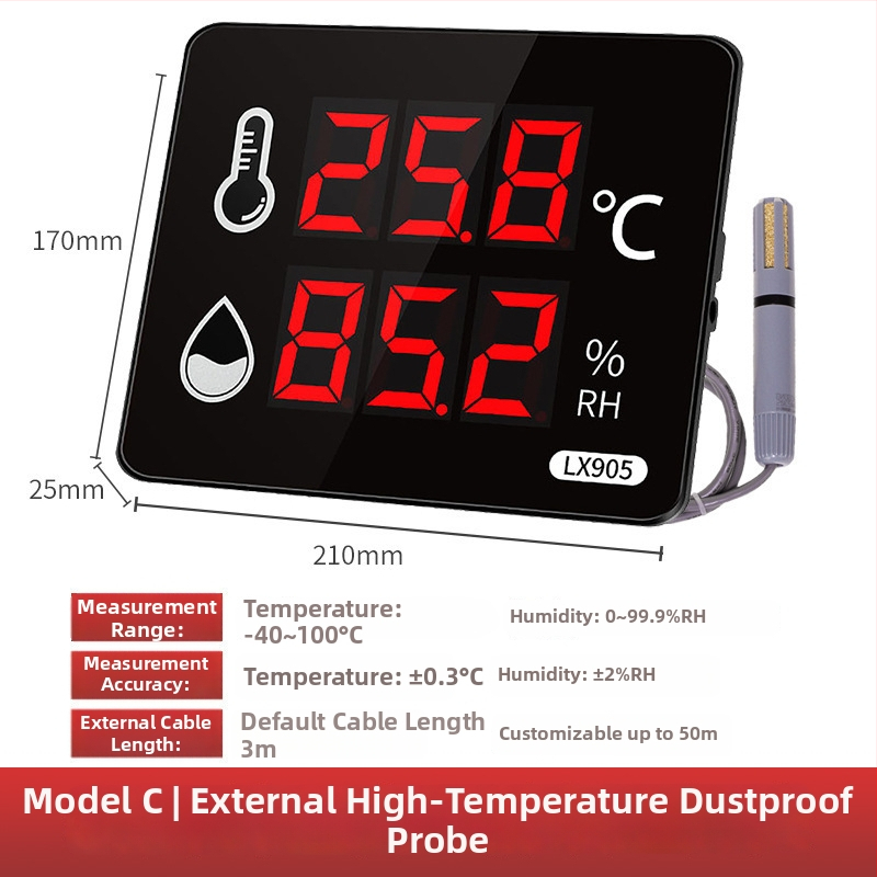 Registrator industrial de înaltă precizie pentru temperatură și umiditate, pentru uz în interiorul fabricilor; alimentare prin priză; compatibil cu etichetare proprie