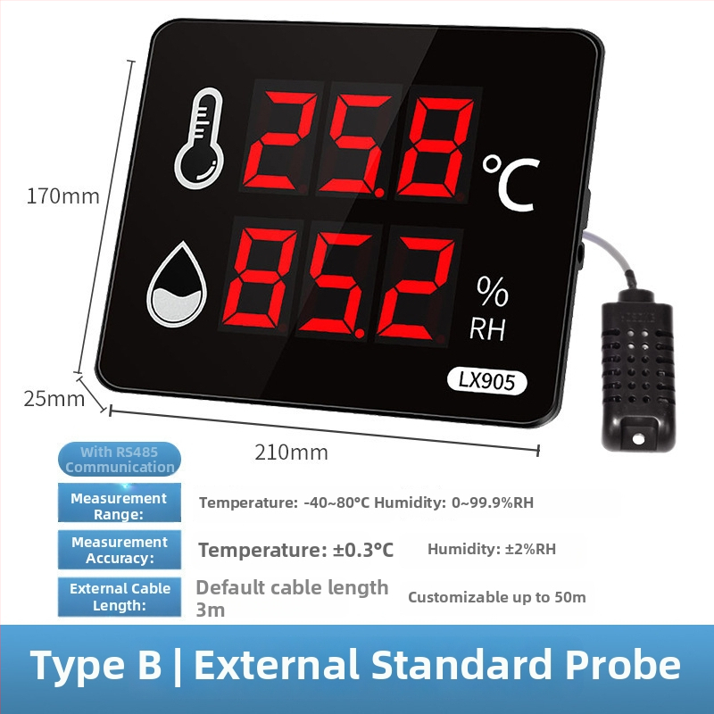 Registrator industrial de înaltă precizie pentru temperatură și umiditate, pentru uz în interiorul fabricilor; alimentare prin priză; compatibil cu etichetare proprie