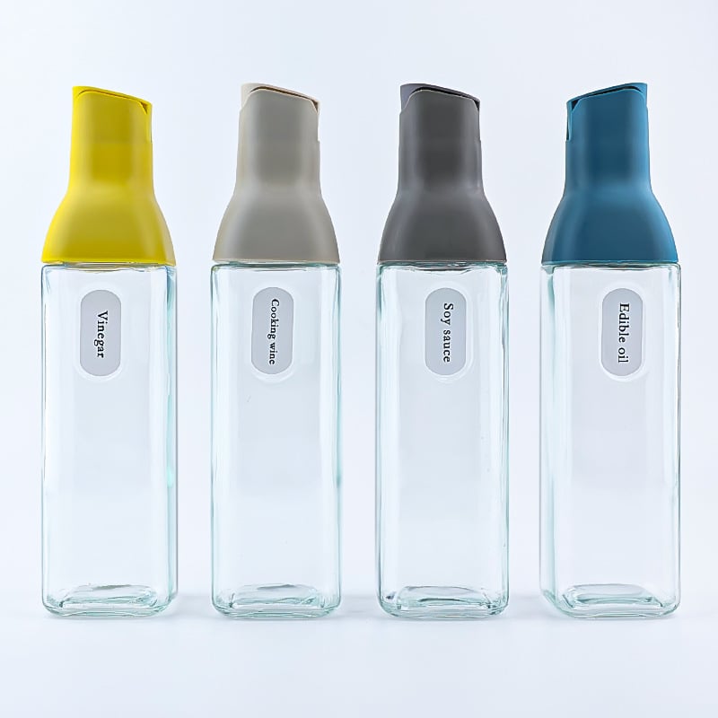Staklena posuda za ulje s automatskim otvaranjem i zatvaranjem, kuhinjska boca za umake, Dashun Glass, moderan minimalistički stil, prilagodba logotipa