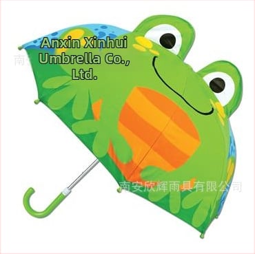 Παιδική ομπρέλα 3D φιγούρες ζώων, μακριά λαβή, καρτούν σχέδιο, 8 βέργες, πολυεστερικό ύφασμα, ίνες στύλοι και λαβή, χειροκίνητο άνοιγμα