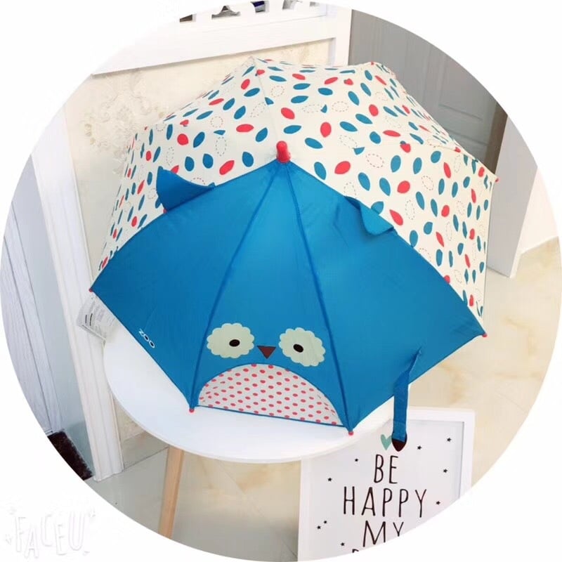 Παιδική ομπρέλα 3D φιγούρες ζώων, μακριά λαβή, καρτούν σχέδιο, 8 βέργες, πολυεστερικό ύφασμα, ίνες στύλοι και λαβή, χειροκίνητο άνοιγμα