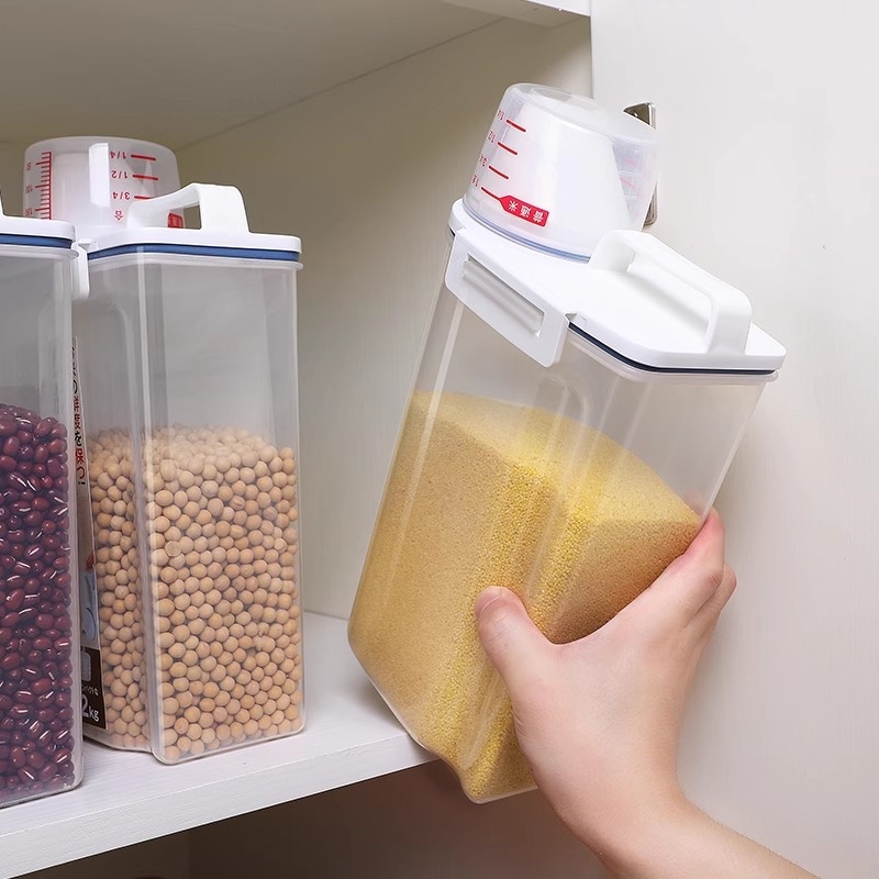 Plastična kutija za skladištenje riže u japanskom stilu, vodonepropusna, otporna na vlagu i štetnike, s funkcijom bilježenja datuma, kapacitet 5–6 L
