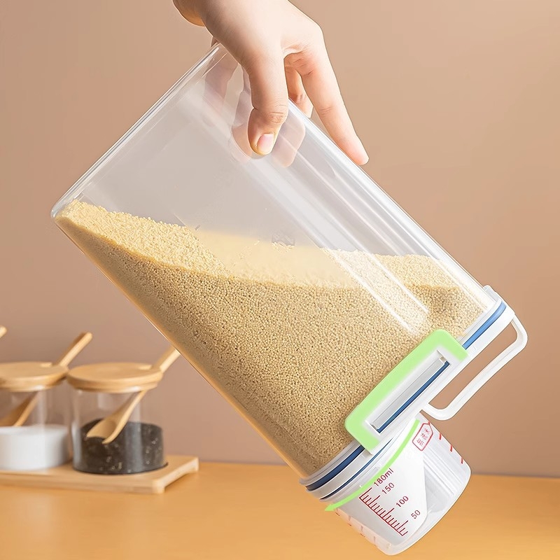 Plastična kutija za skladištenje riže u japanskom stilu, vodonepropusna, otporna na vlagu i štetnike, s funkcijom bilježenja datuma, kapacitet 5–6 L