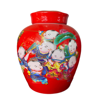Vas din porțelan rotund pentru conservarea alimentelor, capacitate 3,1–4 l, set de 2 bucăți, cu capac