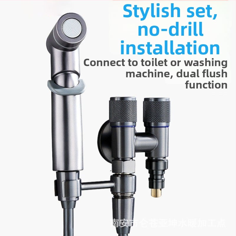 Kran za perilicu s jednim ulazom i dva izlaza, ugradbeni u zid, nehrđajući čelik, model T-tip, radni tlak <0,7 MPa, unutarnji promjer univerzalni 4 točke, tuš za WC, dvostruki vodeni razvodnik