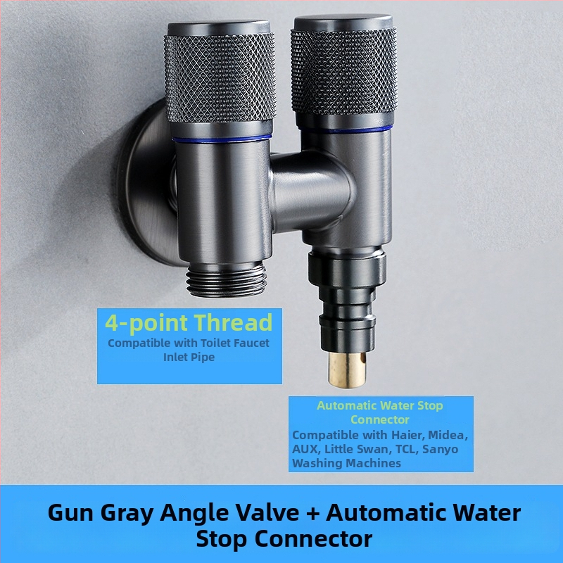 Kran za perilicu s jednim ulazom i dva izlaza, ugradbeni u zid, nehrđajući čelik, model T-tip, radni tlak <0,7 MPa, unutarnji promjer univerzalni 4 točke, tuš za WC, dvostruki vodeni razvodnik