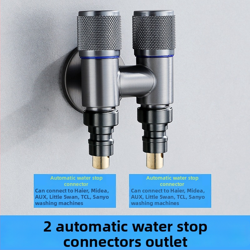 Kran za perilicu s jednim ulazom i dva izlaza, ugradbeni u zid, nehrđajući čelik, model T-tip, radni tlak <0,7 MPa, unutarnji promjer univerzalni 4 točke, tuš za WC, dvostruki vodeni razvodnik