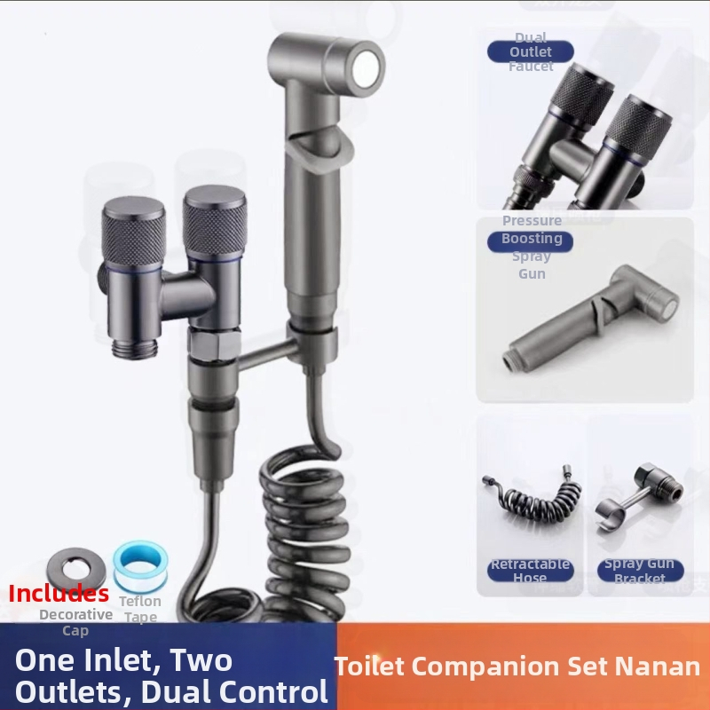 Kran za perilicu s jednim ulazom i dva izlaza, ugradbeni u zid, nehrđajući čelik, model T-tip, radni tlak <0,7 MPa, unutarnji promjer univerzalni 4 točke, tuš za WC, dvostruki vodeni razvodnik