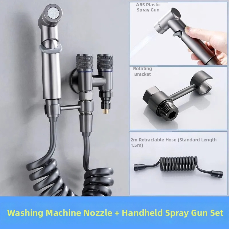 Kran za perilicu s jednim ulazom i dva izlaza, ugradbeni u zid, nehrđajući čelik, model T-tip, radni tlak <0,7 MPa, unutarnji promjer univerzalni 4 točke, tuš za WC, dvostruki vodeni razvodnik