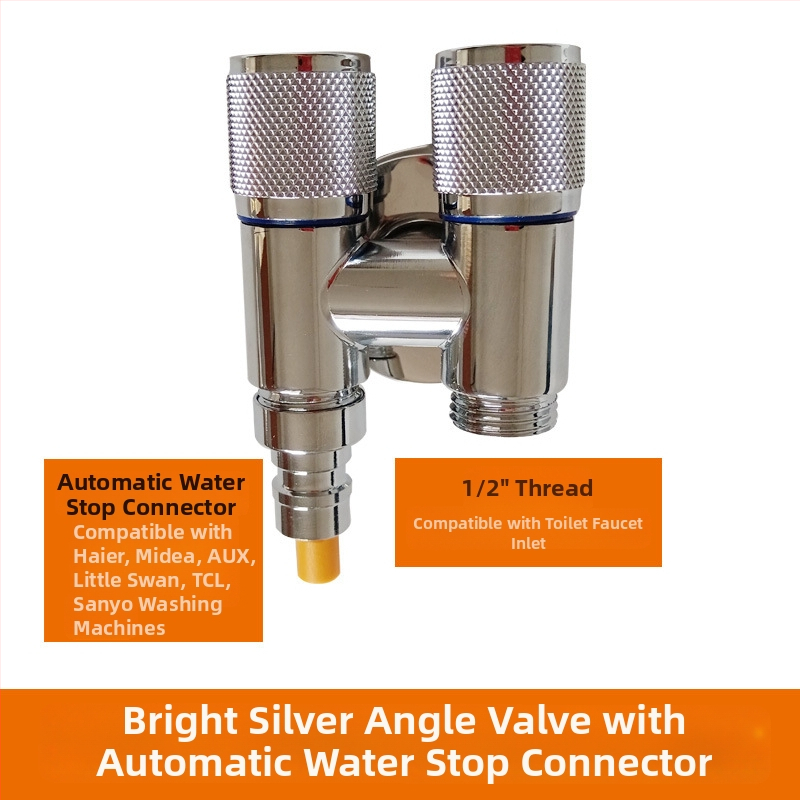 Kran za perilicu s jednim ulazom i dva izlaza, ugradbeni u zid, nehrđajući čelik, model T-tip, radni tlak <0,7 MPa, unutarnji promjer univerzalni 4 točke, tuš za WC, dvostruki vodeni razvodnik