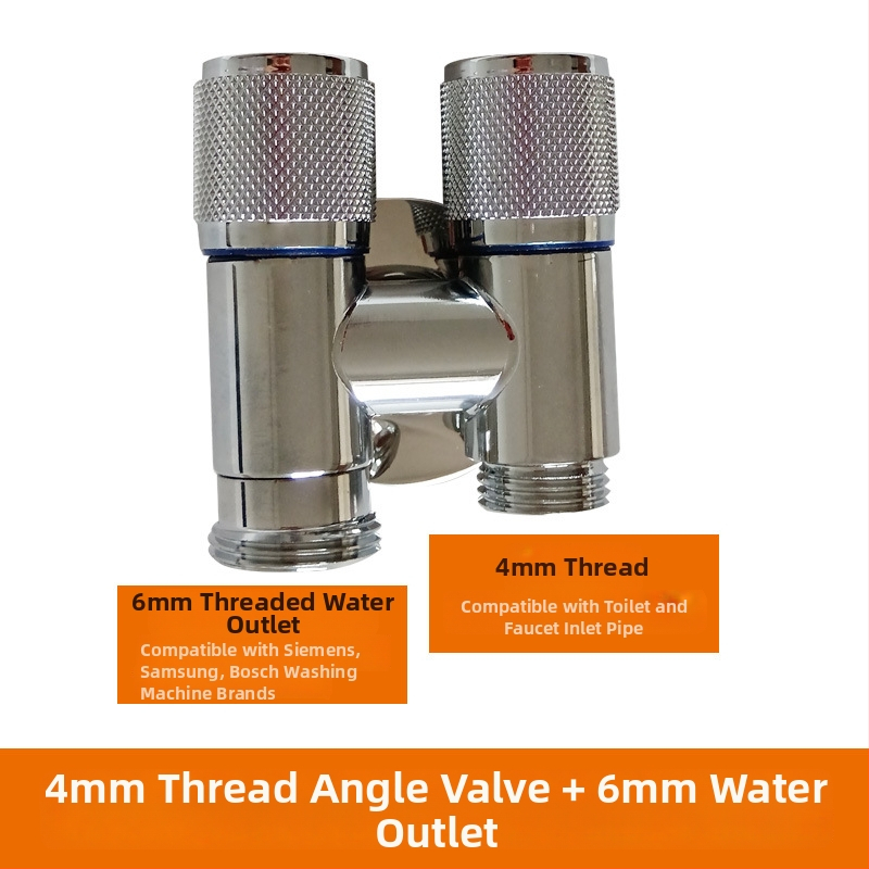 Kran za perilicu s jednim ulazom i dva izlaza, ugradbeni u zid, nehrđajući čelik, model T-tip, radni tlak <0,7 MPa, unutarnji promjer univerzalni 4 točke, tuš za WC, dvostruki vodeni razvodnik