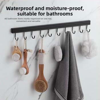 Prenosný nástenný háčik do kuchyne a skladovacia polica, bez vŕtania; materiál: hliník, povrch: vypaľovaný lak, hmotnosť: 1, moderný minimalistický štýl.