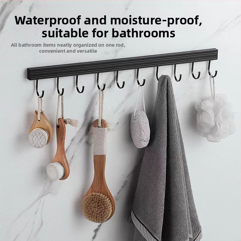 Prenosný nástenný háčik do kuchyne a skladovacia polica, bez vŕtania; materiál: hliník, povrch: vypaľovaný lak, hmotnosť: 1, moderný minimalistický štýl.