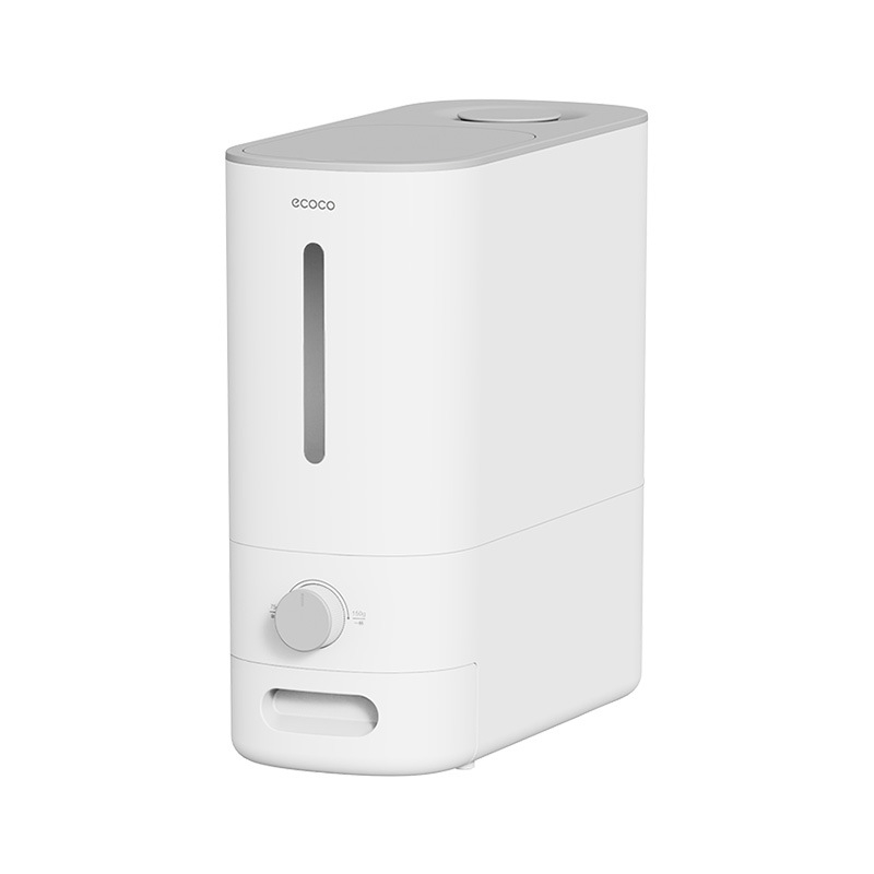 Rizstároló tartály, nedvesség- és kártevő elleni záró mechanizmussal, forgó fedél, 9-10 L kapacitás, szilikon és ABS anyagból, modern minimalist design