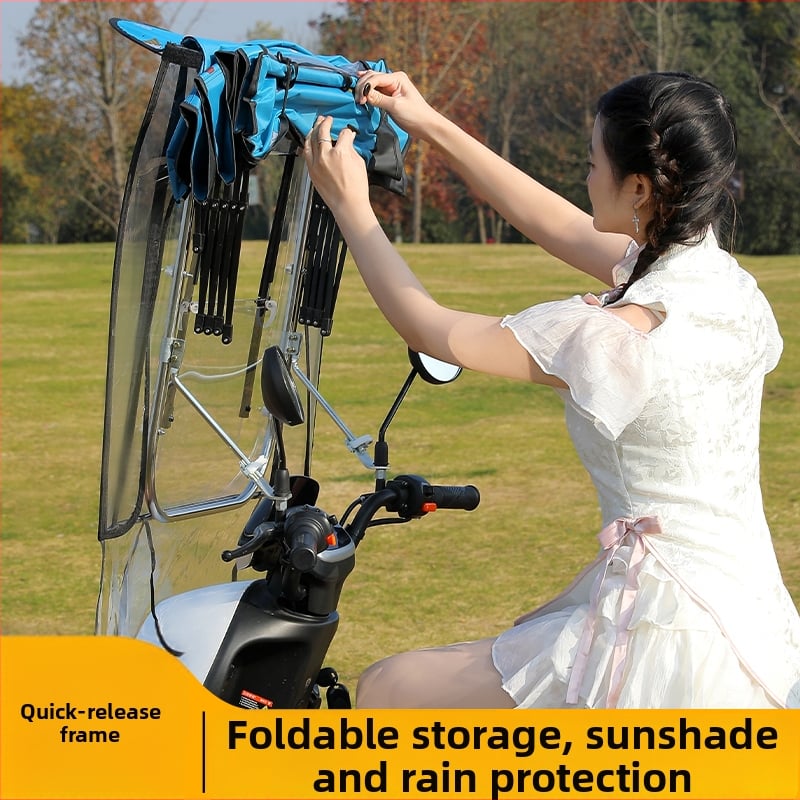 Κάλυμμα ηλιοπροστασίας για ηλεκτρικό όχημα με 7 ραβδές από ίνες, πολυεστερική ύφασμα 170T, τηλεσκοπικό χειροκίνητο άνοιγμα/κλείσιμο, UV προστασία UPF 40+, αδιάβροχο