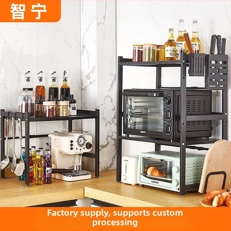 Ράφι δαπέδου για φούρνο μικροκυμάτων, πολυεπίπενο ράφι αποθήκευσης κουζίνας, χάλυβας άνθρακα, OEM λογότυπο, μοντέρνο μινιμαλιστικό στυλ