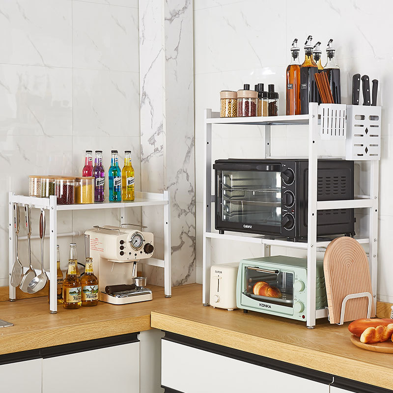 Ράφι δαπέδου για φούρνο μικροκυμάτων, πολυεπίπενο ράφι αποθήκευσης κουζίνας, χάλυβας άνθρακα, OEM λογότυπο, μοντέρνο μινιμαλιστικό στυλ