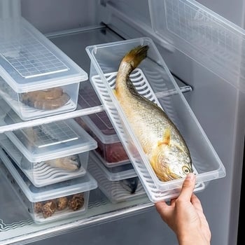 PP materijal kutija za skladištenje u hladnjaku s poklopcem, višekamernu, održava hranu svježom, odvodnja