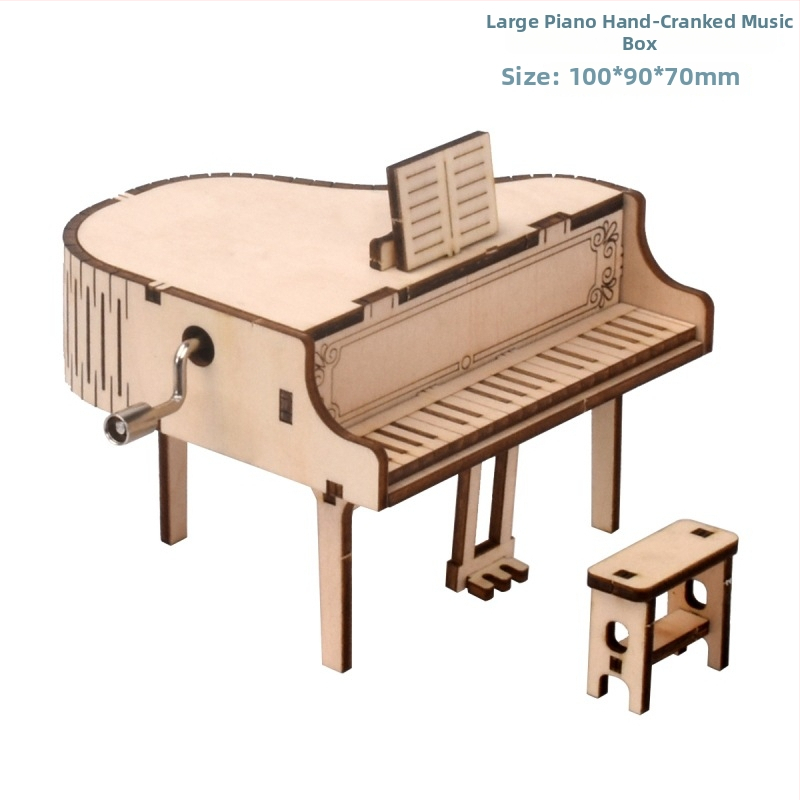 Drevený 3D puzzle hudobná skrinka s laserovým gravírovaním, prispôsobiteľná podľa výkresov