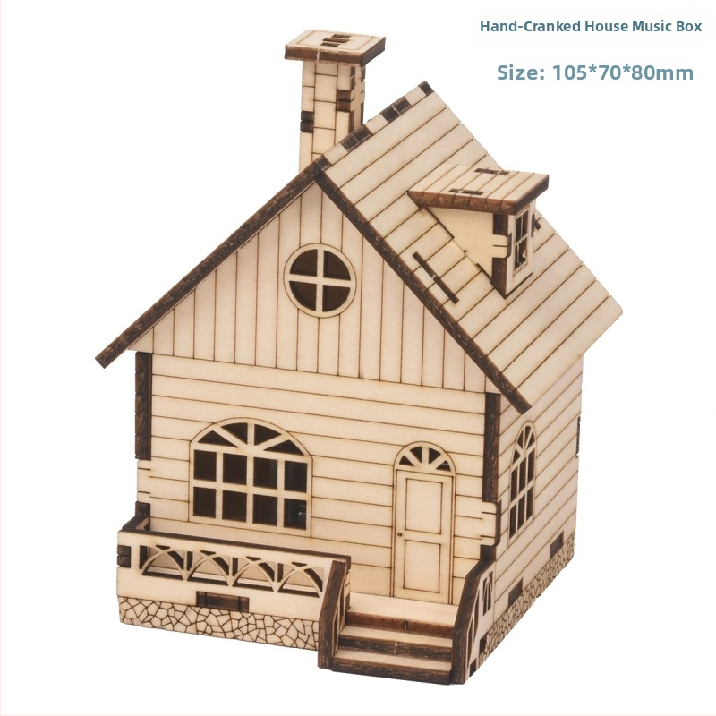 Drevený 3D puzzle hudobná skrinka s laserovým gravírovaním, prispôsobiteľná podľa výkresov