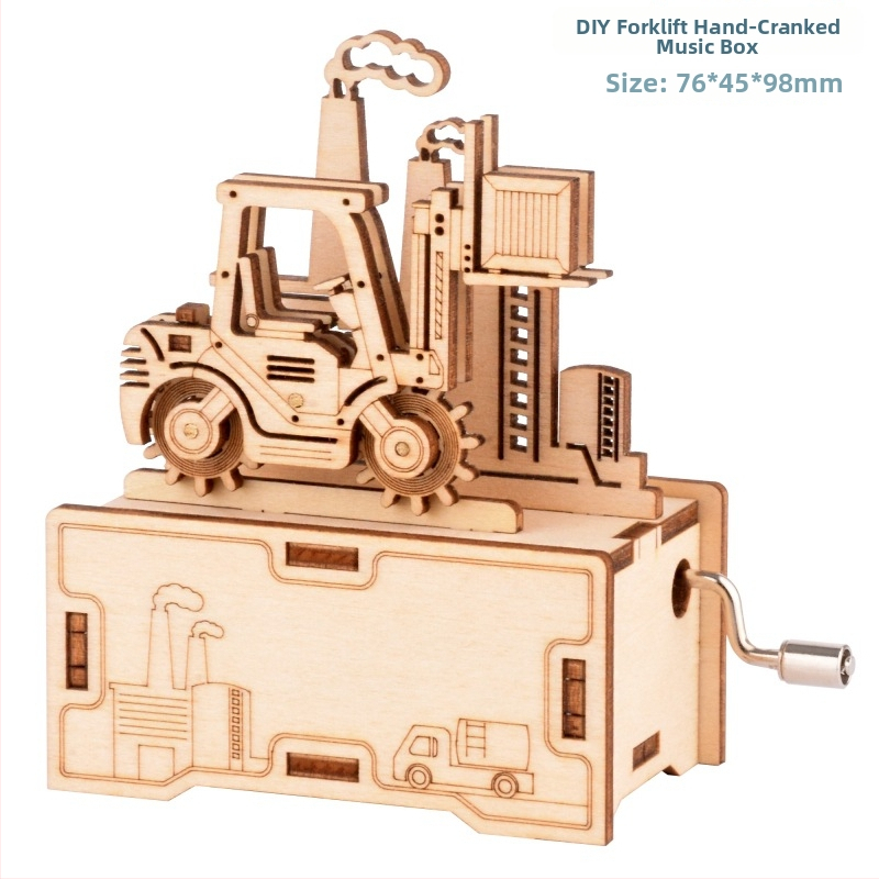 Drevený 3D puzzle hudobná skrinka s laserovým gravírovaním, prispôsobiteľná podľa výkresov