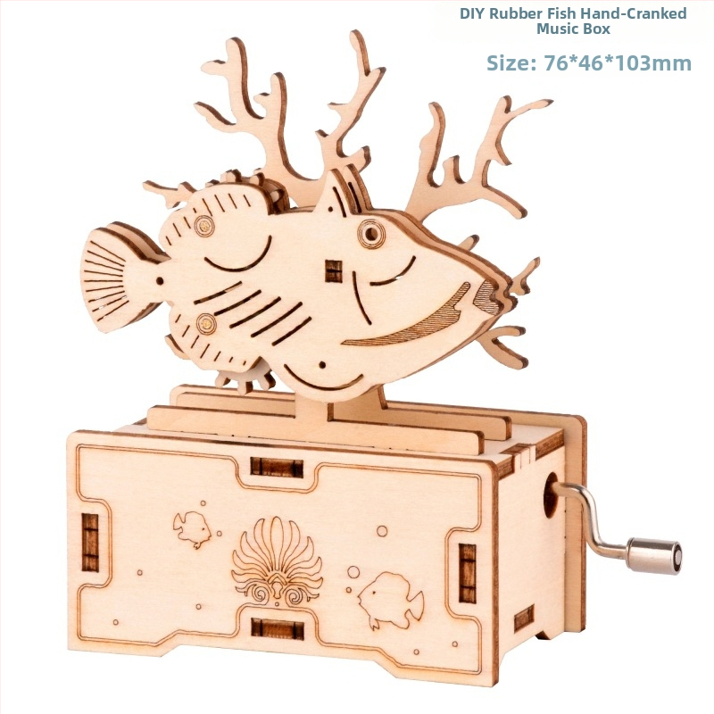 Drevený 3D puzzle hudobná skrinka s laserovým gravírovaním, prispôsobiteľná podľa výkresov