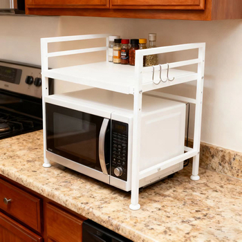 Ράφι φούρνου μικροκυμάτων, μέταλλο, πολυεπίπεδη ραφιέρα κουζίνας για πάγκο, μοντέρνο μινιμαλιστικό σχέδιο