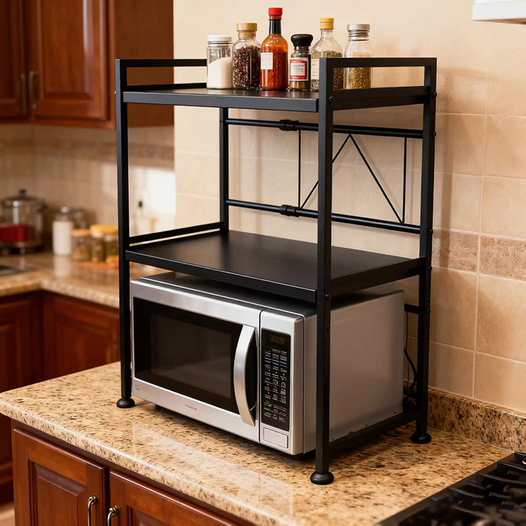 Ράφι φούρνου μικροκυμάτων, μέταλλο, πολυεπίπεδη ραφιέρα κουζίνας για πάγκο, μοντέρνο μινιμαλιστικό σχέδιο