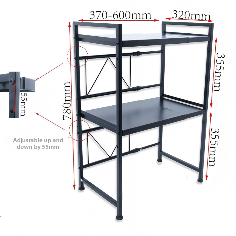 Ράφι φούρνου μικροκυμάτων, μέταλλο, πολυεπίπεδη ραφιέρα κουζίνας για πάγκο, μοντέρνο μινιμαλιστικό σχέδιο