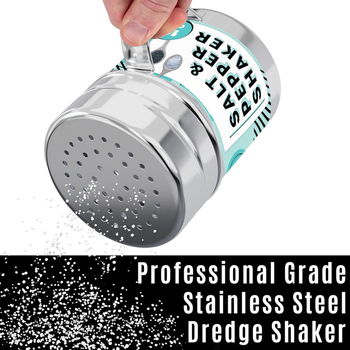 Sticlă de condimente din oțel inoxidabil și shaker pentru piper, cu mâner și capac, personalizabilă cu imprimare a logo-ului, diverse opțiuni de găuri