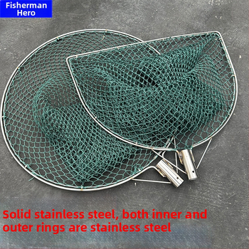 Ručne vyrobená rybárska sieť s hlavou z nehrdzavejúcej ocele a dvojitým kruhom, odolná voči opotrebeniu, na lov rýb a kačíc