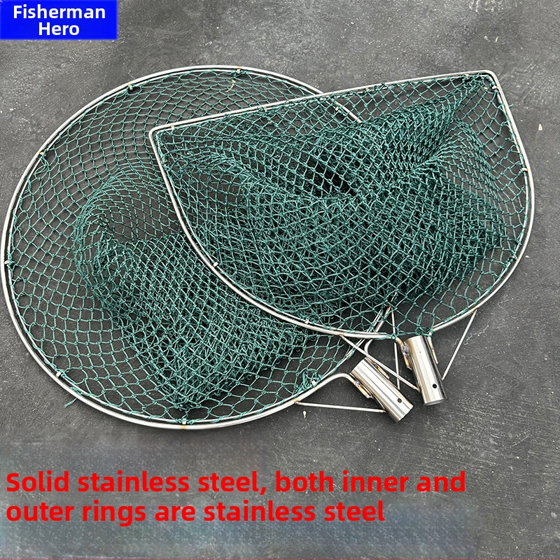 Ručne vyrobená rybárska sieť s hlavou z nehrdzavejúcej ocele a dvojitým kruhom, odolná voči opotrebeniu, na lov rýb a kačíc