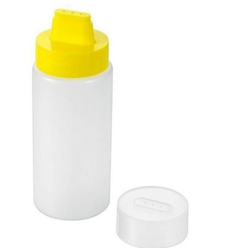 Bočica za umake sa četiri otvora i poklopcem, od plastike za hranu, za tekuće začine i preljev | moderan minimalistički dizajn