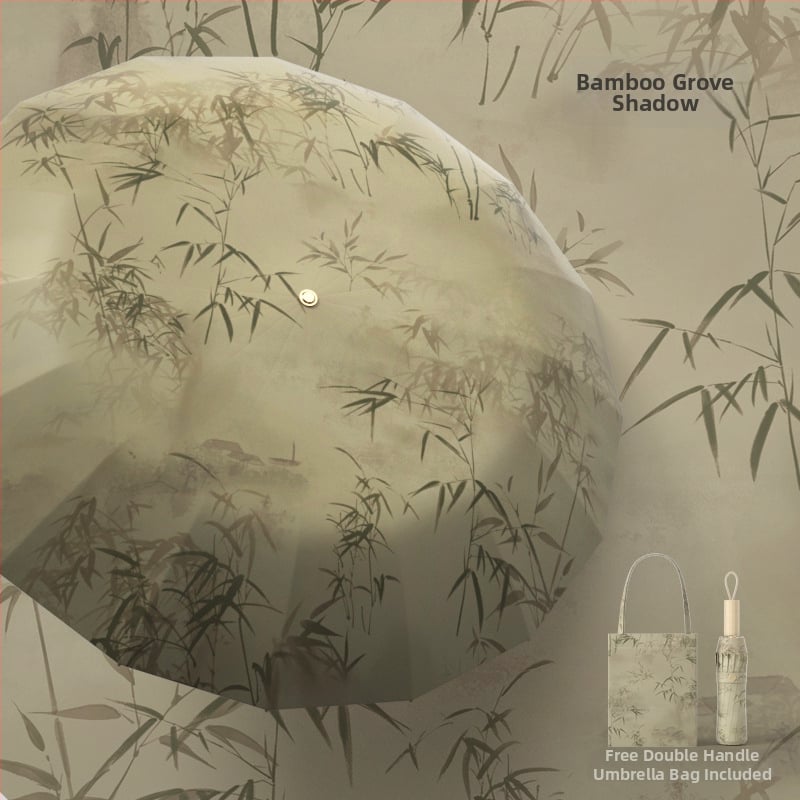 Ομπρέλα με 16 ακτίνες, τριών τμημάτων κατασκευή, για ήλιο και βροχή, ακτίνες από κράμα, σκληρή ξύλινη λαβή