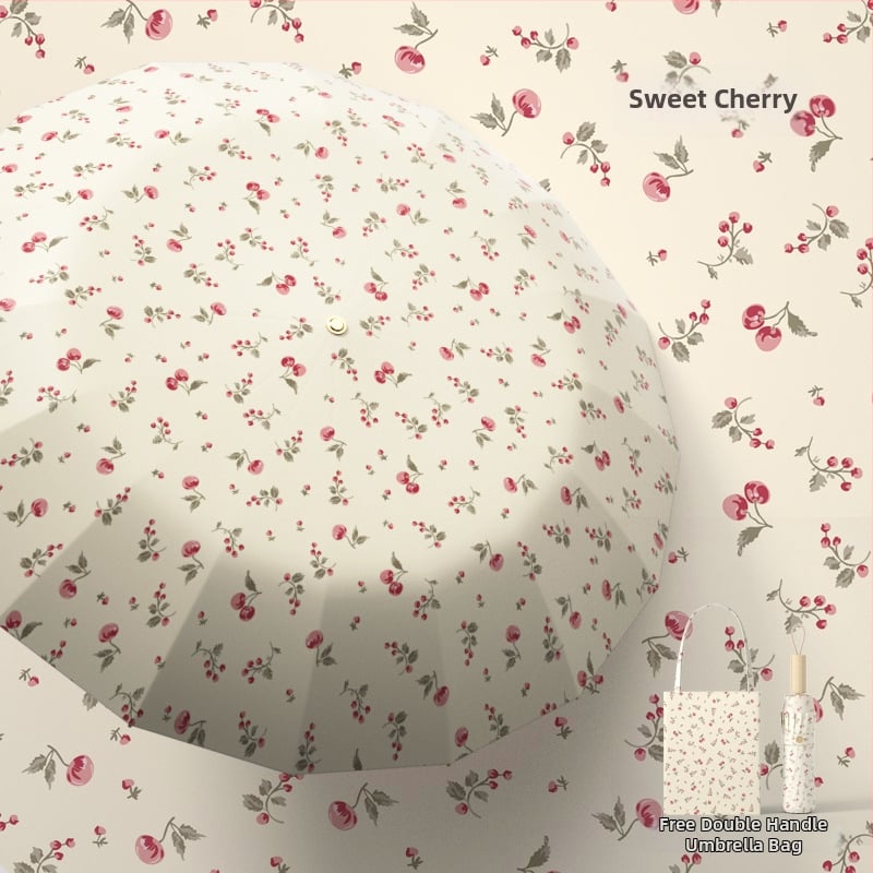 Ομπρέλα με 16 ακτίνες, τριών τμημάτων κατασκευή, για ήλιο και βροχή, ακτίνες από κράμα, σκληρή ξύλινη λαβή