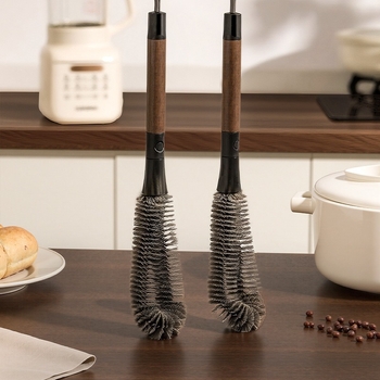 Четка за почистване на чаши и бутилки с меки четина, многофункционална, гъвкава и с дълга дръжка