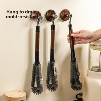 Четка за почистване на чаши и бутилки с меки четина, многофункционална, гъвкава и с дълга дръжка