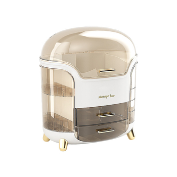 Пластмасова кутия за козметика с голям капацитет, отделения за устни и четки, прахозащитна настолна организация за грижа за кожата