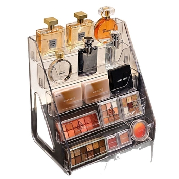 Акрилен дисплей за козметика за бюро – стъпаловиден настолен организатор, персонализируем, код 655