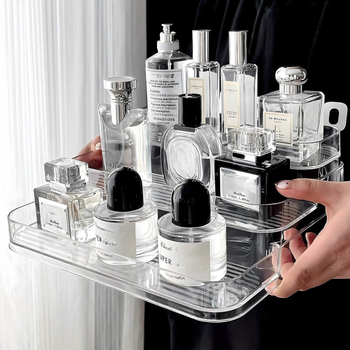 Десктоп козметичен рафт за съхранение и дисплей - пластмасова конструкция, модерен минималистичен стил, пуснат през 2022 г.