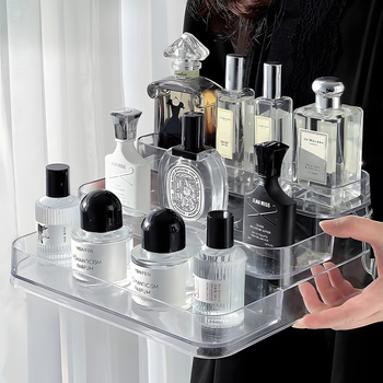 Десктоп козметичен рафт за съхранение и дисплей - пластмасова конструкция, модерен минималистичен стил, пуснат през 2022 г.