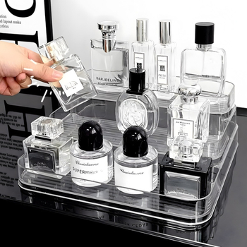 Десктоп козметичен рафт за съхранение и дисплей - пластмасова конструкция, модерен минималистичен стил, пуснат през 2022 г.