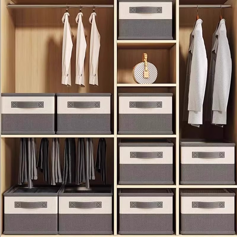 Stolna kutija za pohranu od netkanog materijala, sklopiva, mogućnost slaganja, kapacitet 60 L, za odjeću