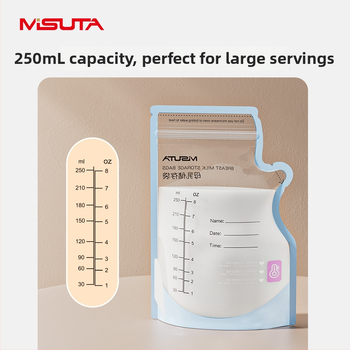 Misuta vrecko na uskladnenie materského mlieka, teplotne citlivá čerstvosť, 250 ml, PE+PET