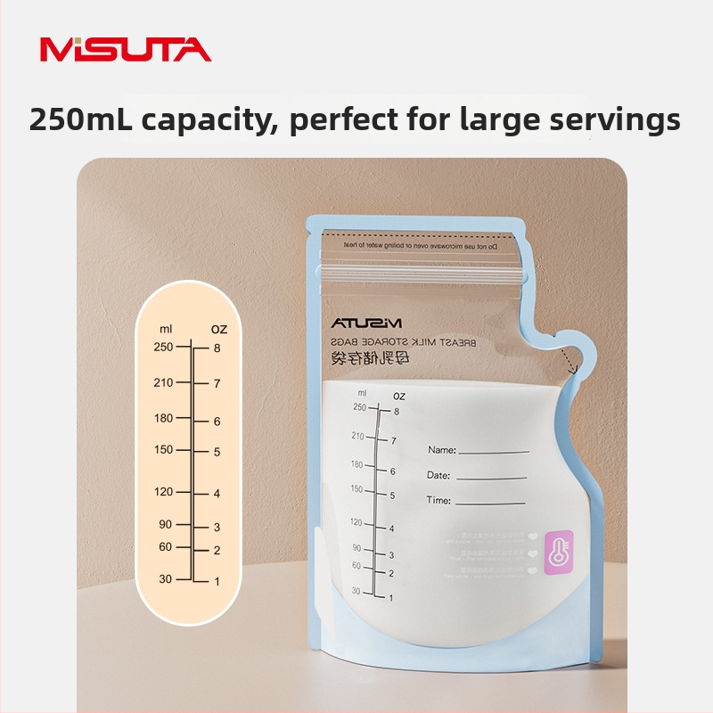 Misuta vrecko na uskladnenie materského mlieka, teplotne citlivá čerstvosť, 250 ml, PE+PET