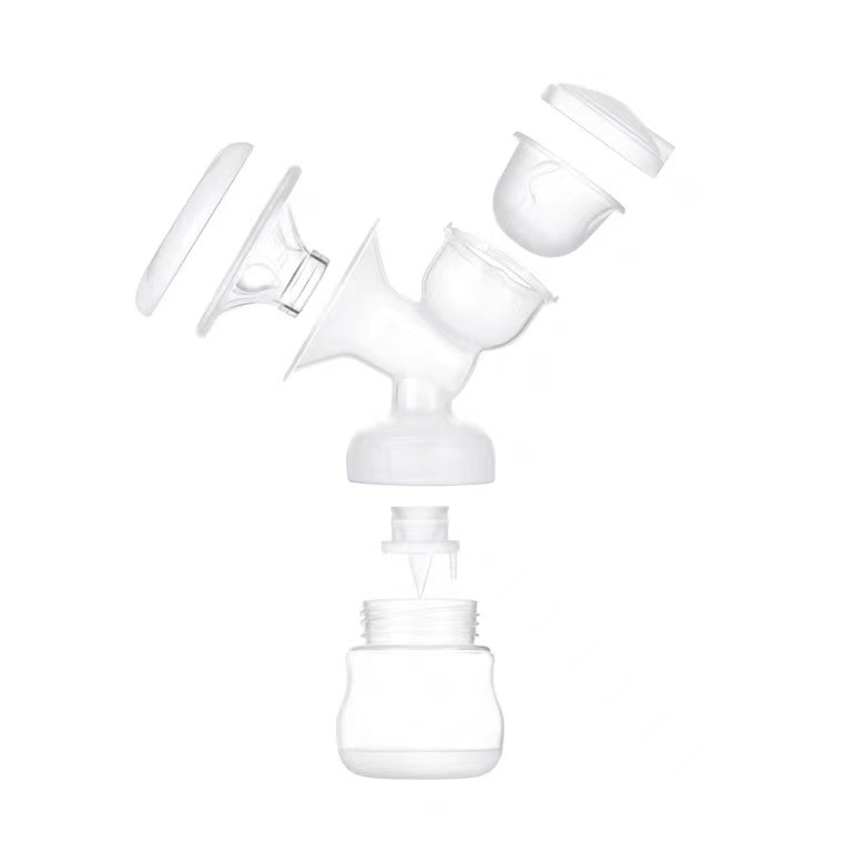 Električni set dodataka za pumpu za dojilje s silikon dijafragmom, duckbill ventilom, troputnom sklopom, horn cover i prašnim poklopcem bočice mlijeka.