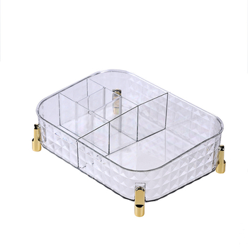 Yuyue PET Десктоп козметичен органайзер с диамантен модел – светъл луксозен стил, за съхранение на червила и козметика, пуснат през 2022 г.